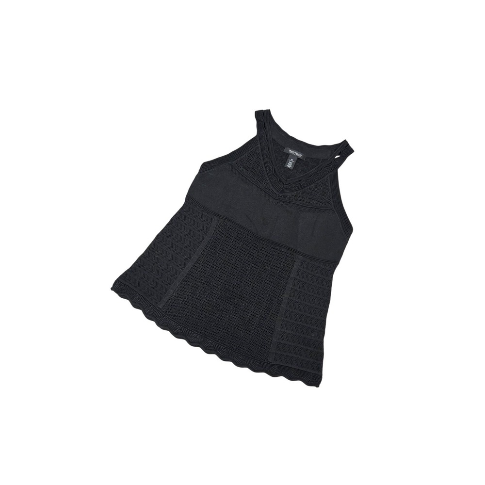 White House Black Market Black Knit Crochet Camisole Tank Top XS